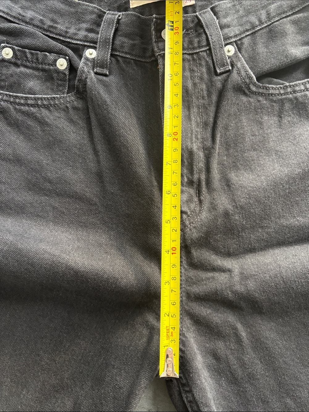 Levi’s High Loose Raw Frayed cropped hem Wide Leg High Waist Jeans Black 25 - Picture 4 of 6